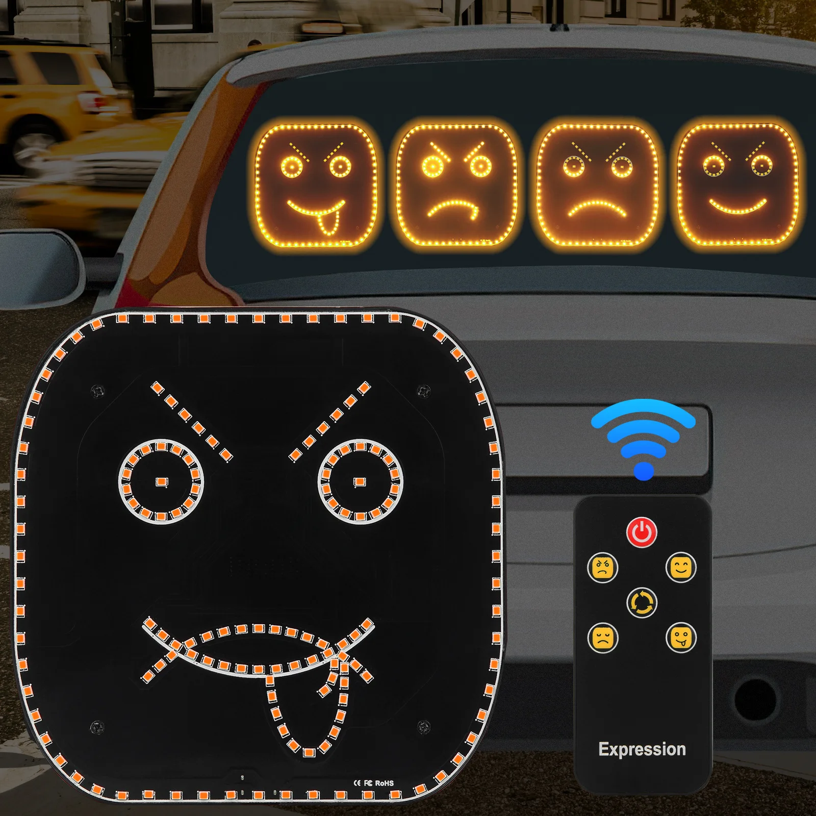 4 автомобильных фонаря Emojis с дистанционным управлением, светодиодный знак Road Rage для автомобиля, идеальные подарочные автомобильные аксессуары, забавные автомобильные гаджеты для мужчин и женщин