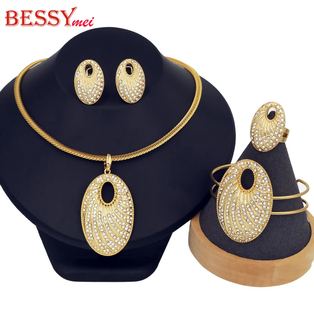 

2025 New Women Jewelry Set Fine Zircon Jewellery Dubai African 18K Gold Color Wedding Party Gifts For Lover Christmas Gift