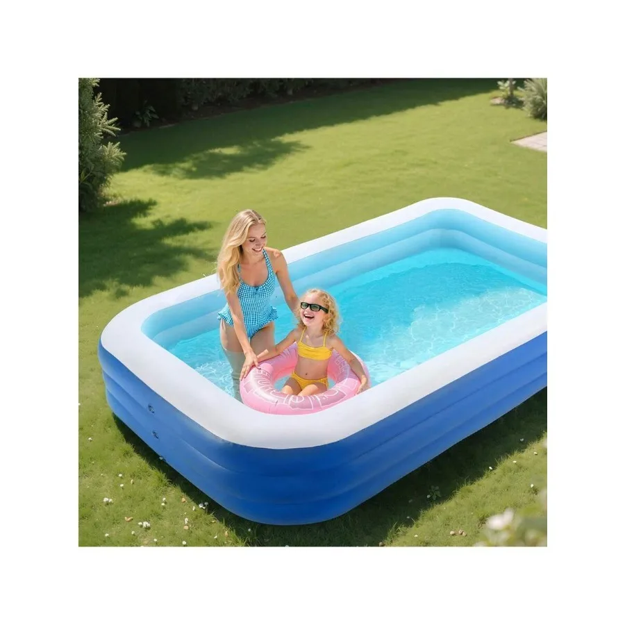 Inflatable Pool, 118 X 67 X 20 Inch Large Inflatable Swimming Pool, Family Large Swimming Pools W/ Repair Patches, Blow Up Pools