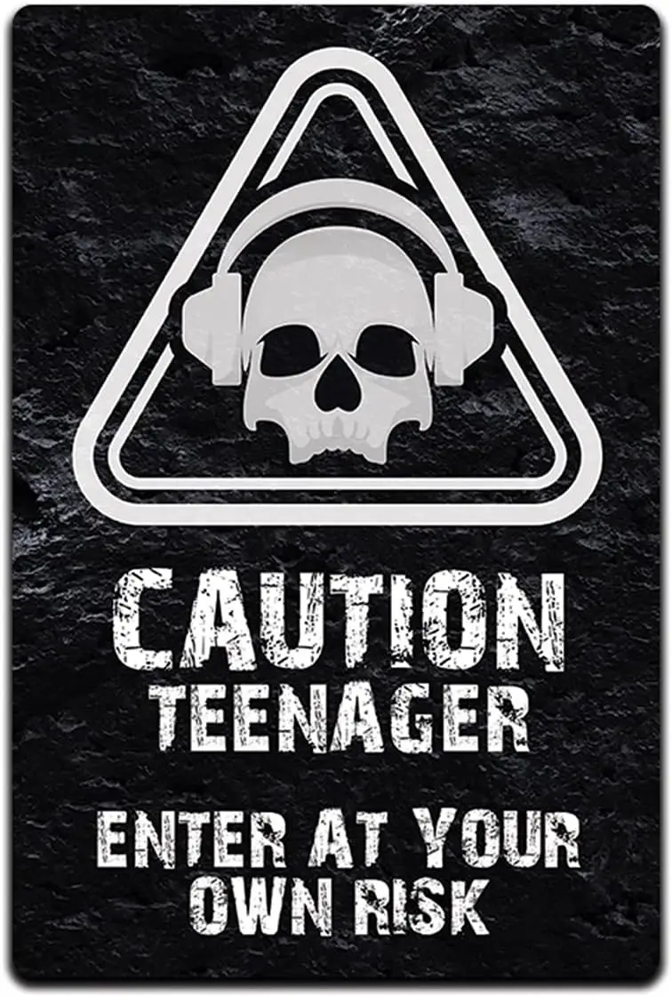 JP's Parcels Tin Signs Home Wall Decor - Metal Sign 12 x 8 in. Caution Teenager Enter at Your Own Risk sign