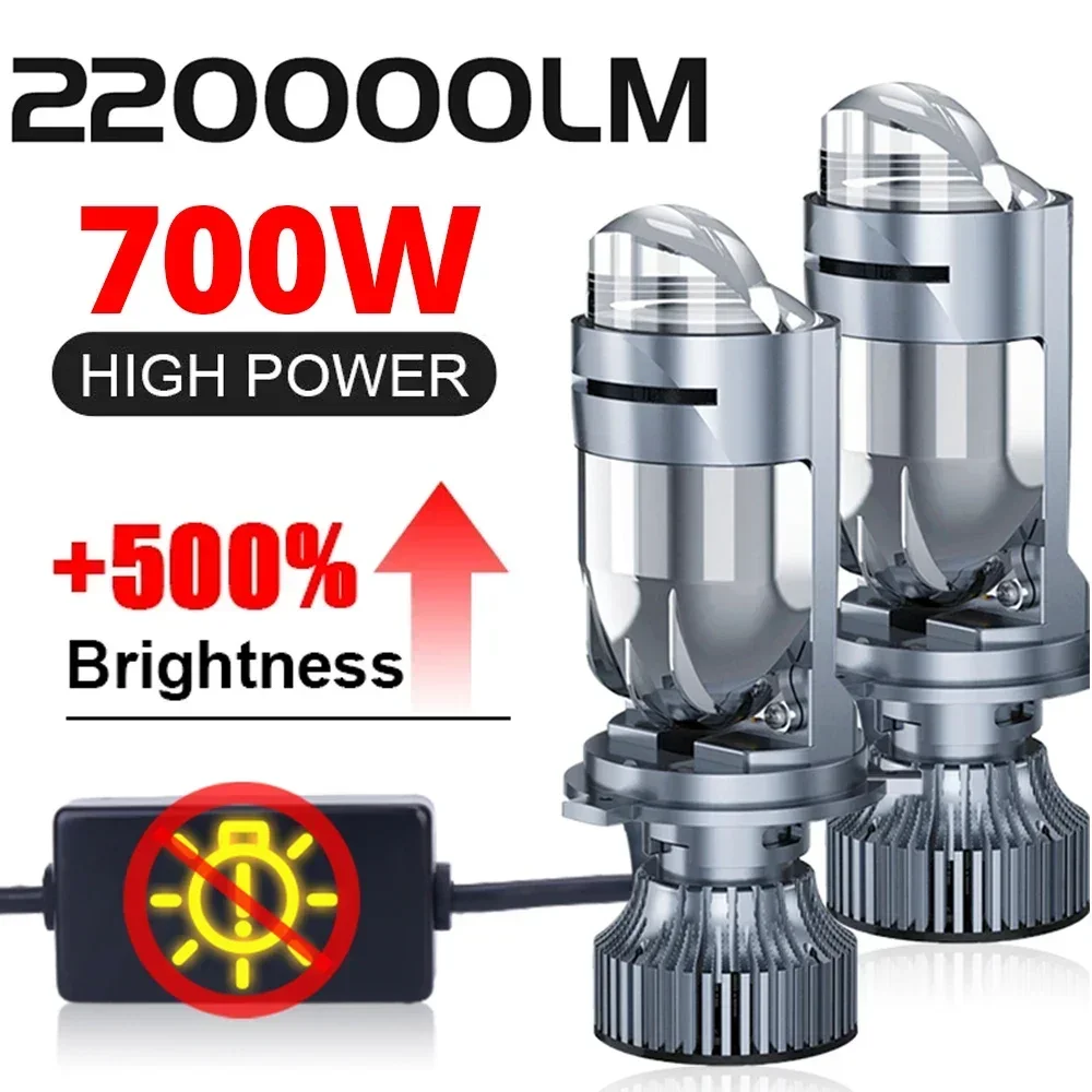 

700W H4 Car LED Headlight Bulb Kit Bi LED Projector Lens 220000LM Plug&Play Canbus Auto Headlight Turbo Lamps Dual High Low Beam