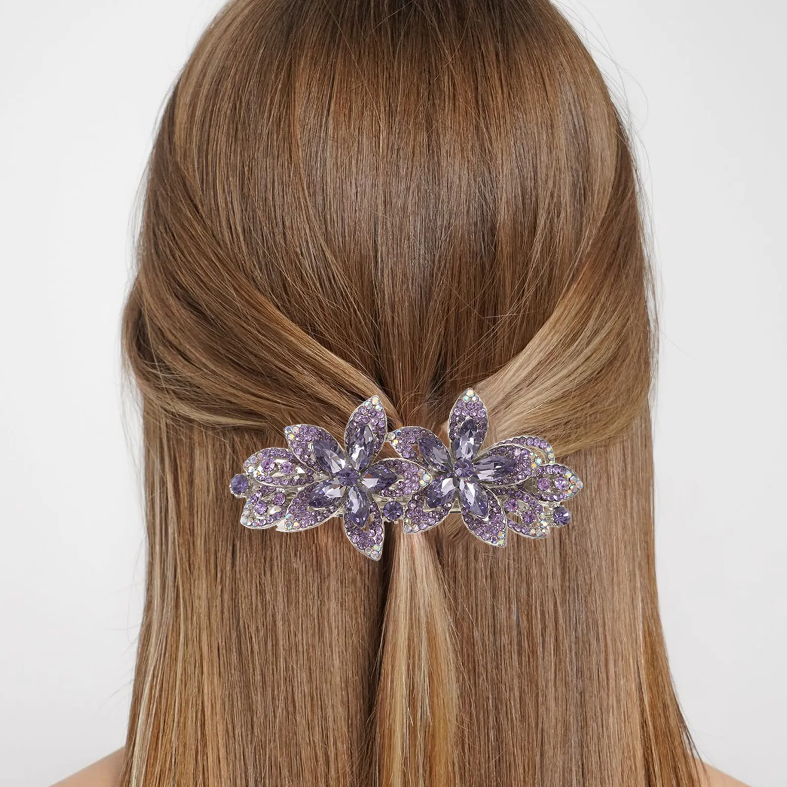 

Spring Water Crystal Flower Hair Clip Rhinestone Decorative Metal Hair Clip for Women Party Wedding Prom Accessories