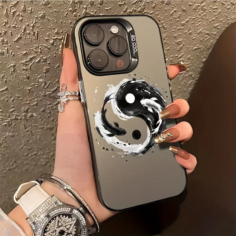 

Bagua Yin-Yang Fish Pattern Design Mobile Case Suitable for iPhone 16 15 14 13 12 11 Pro/ Max/Plus Shockproof Back Cover