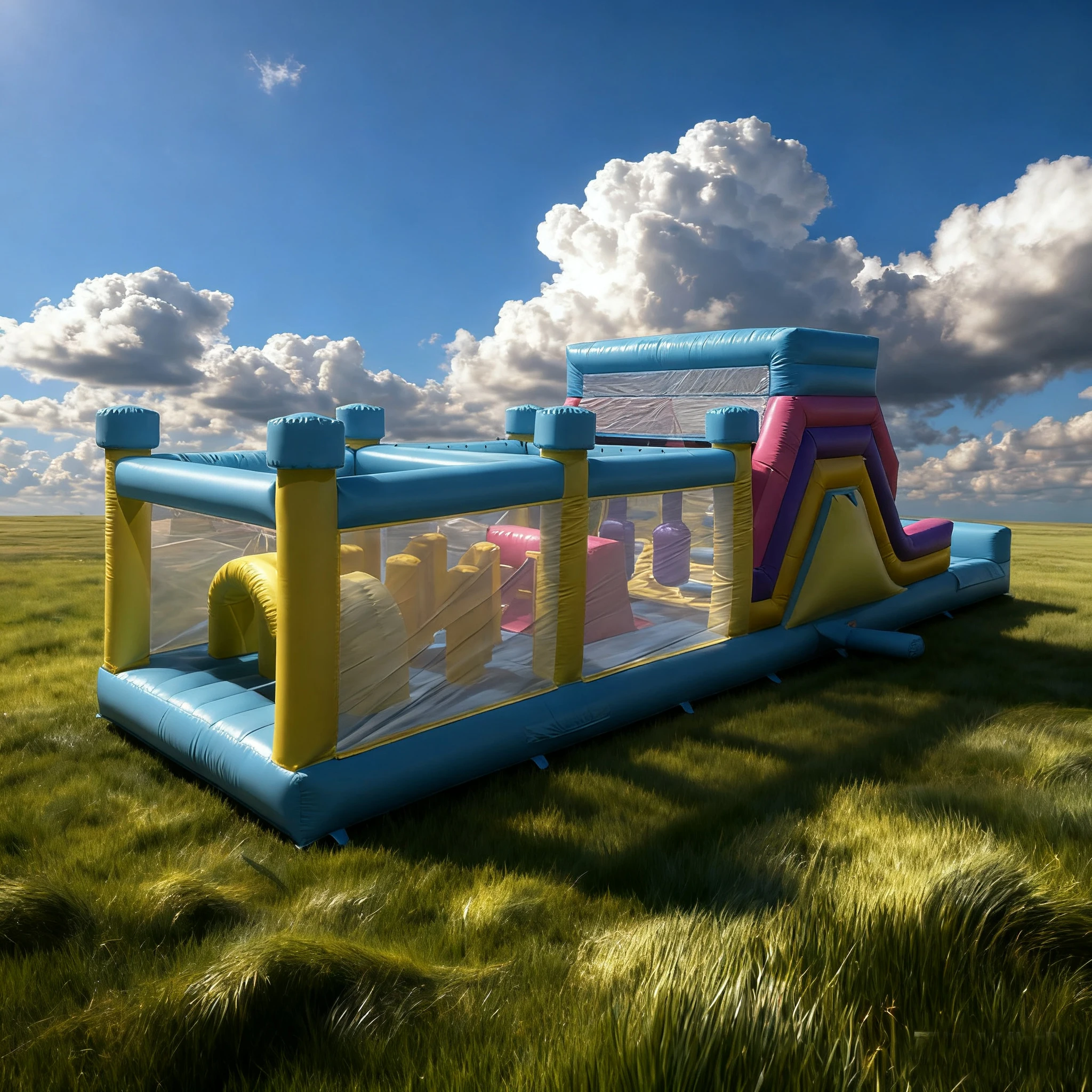 ปราสาทลมเป่าลมสำหรับเด็กที่น่ารักที่สุด: ชุดสไลเดอร์และแทรมโพลีนพร้อมเครื่องเป่าลม