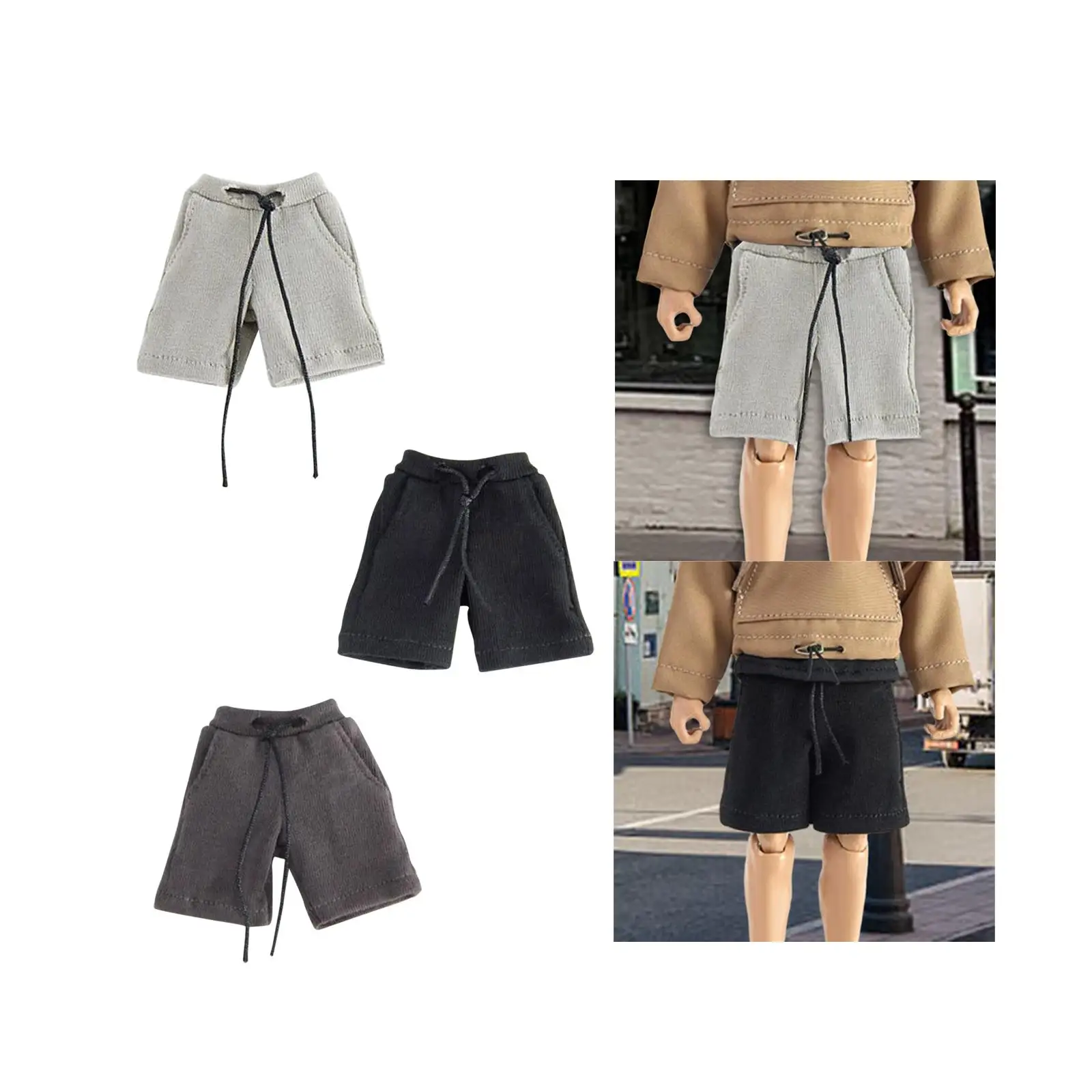 Shorts miniatures pour hommes, échelle 1:12, accessoires, tenue, figure masculine, pantalon, costume pour 6 en effet