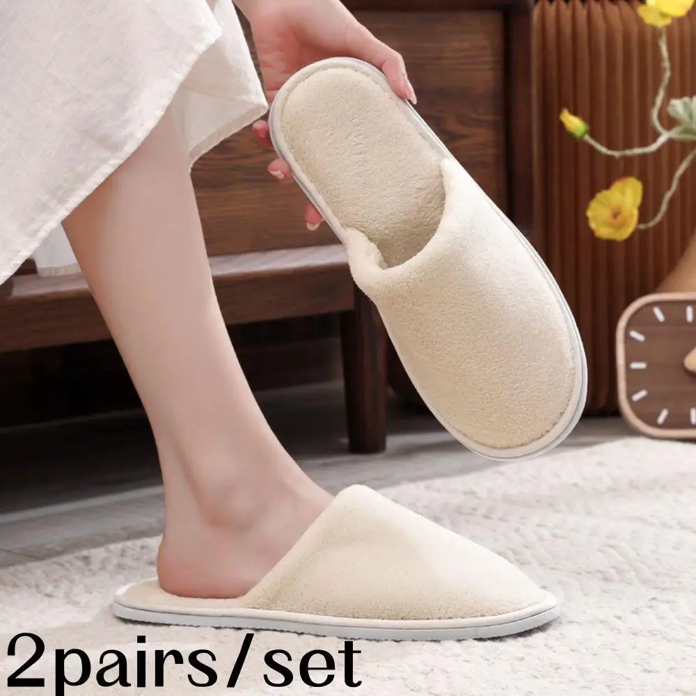 

Мужские и женские мягкие бархатные удобные тапочки с закрытым носком для спальни, зимние тапочки, нескользящие шлепанцы, домашняя обувь для гостей, одноразовая обувь