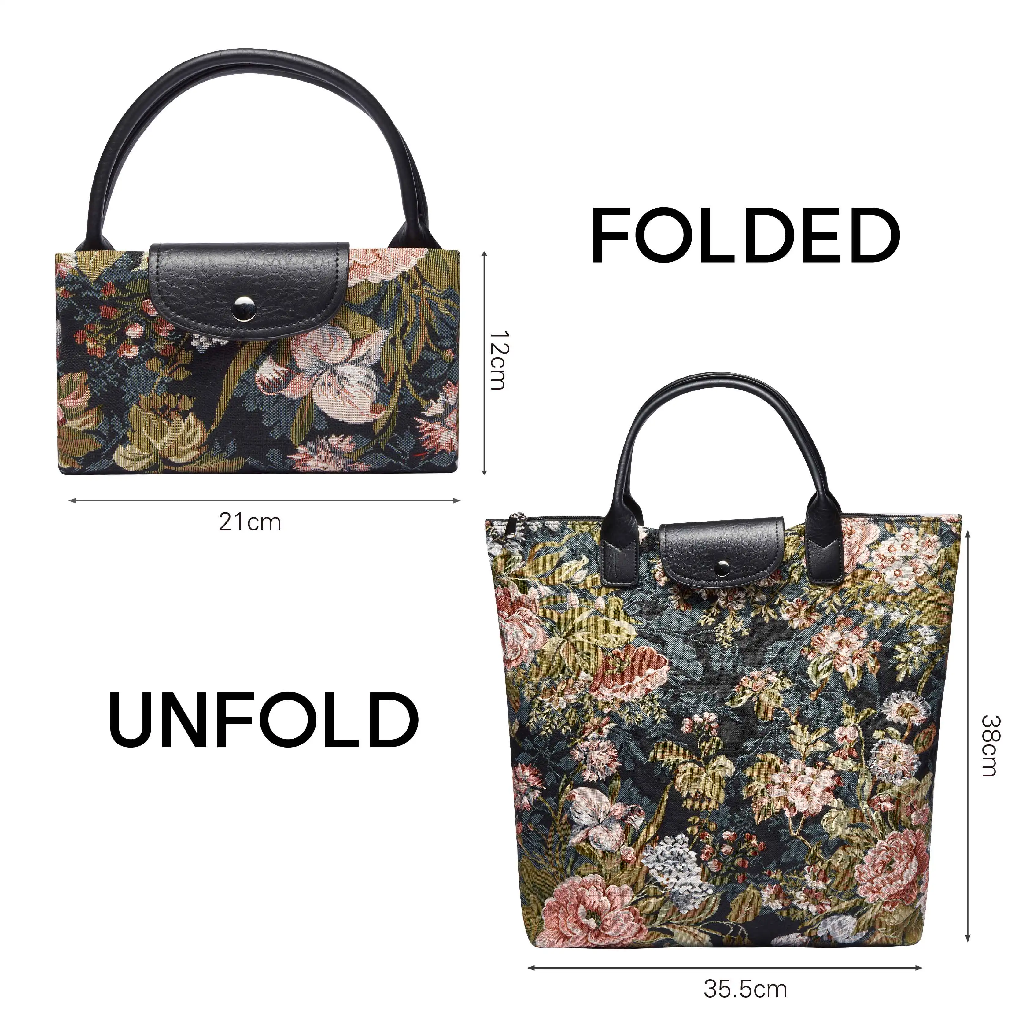 SAJA Fold Over Tote Bag Women\'s bag Large Shopping Bag Female Bag Handbag Purse Peony Floral Flower Clutch Tapestry Bag For Ladi