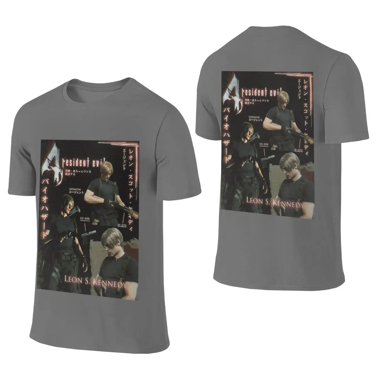 Leon Kennedy Character Poster Breathable Reversible T-shirt Fresh Youthful Feeling Print Does Not Fade Men's T-shirts