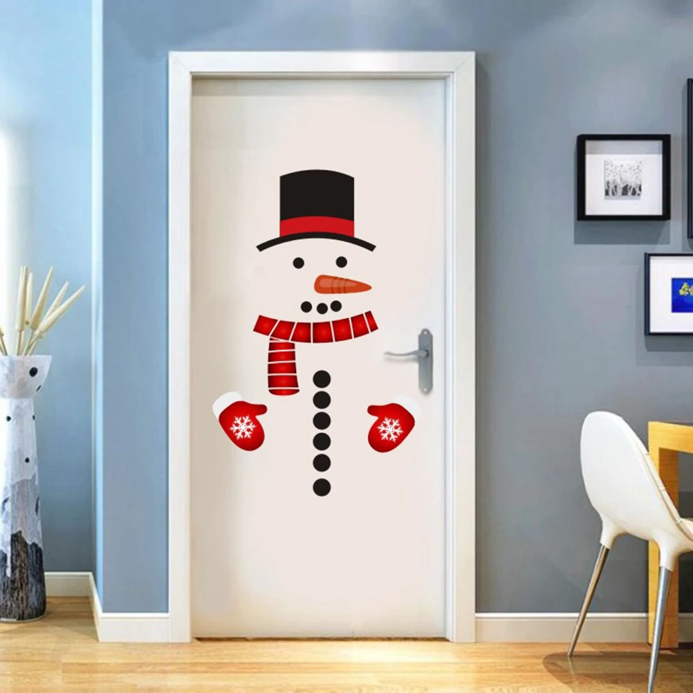 

2Pcs Christmas Snowman Fridge Stickers Wooden Refrigerator Decorations Ideal for Teens Home School Office Use