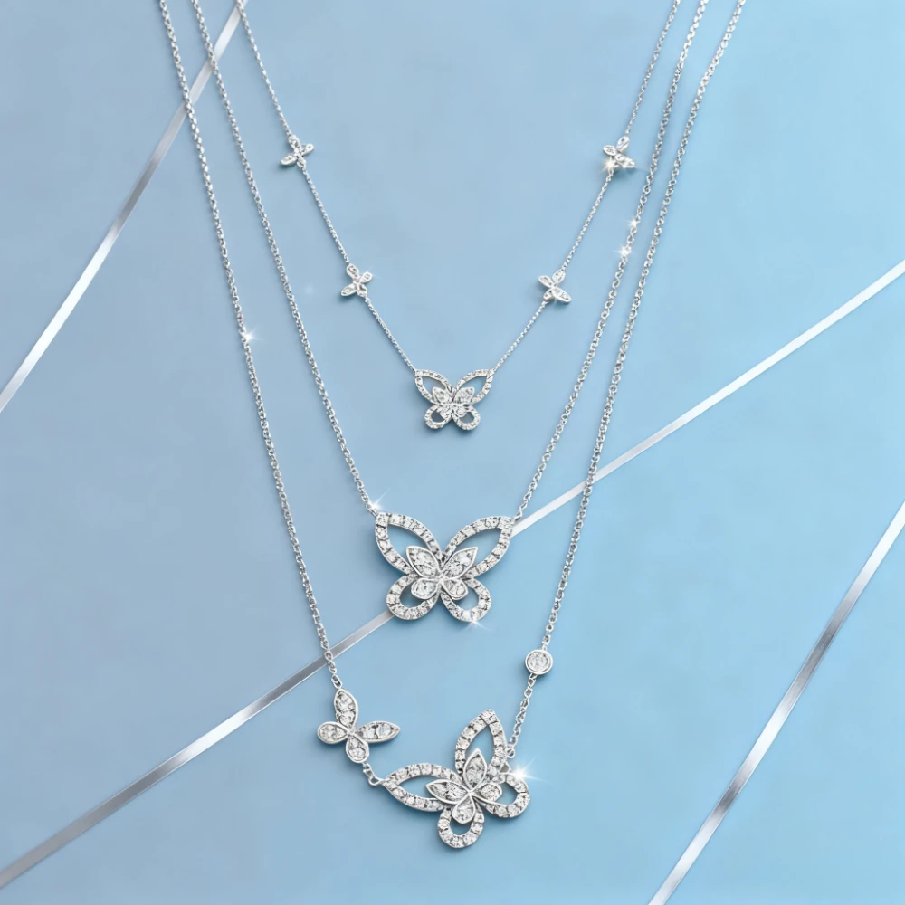 

2025 Fashion Jewelry New Diamond Set Butterfly Phantom Series Necklace Classic Style Fashion Versatile Gift