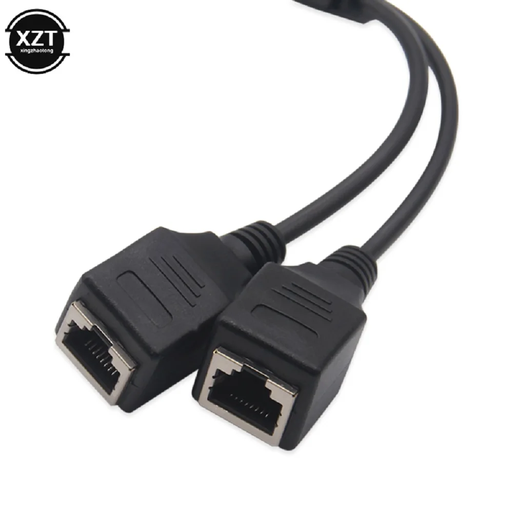 RJ45 1 Male 2 Female Socket Port LAN Ethernet Network Splitter Y-shaped Stable Transmission Network Lead Extension Cable