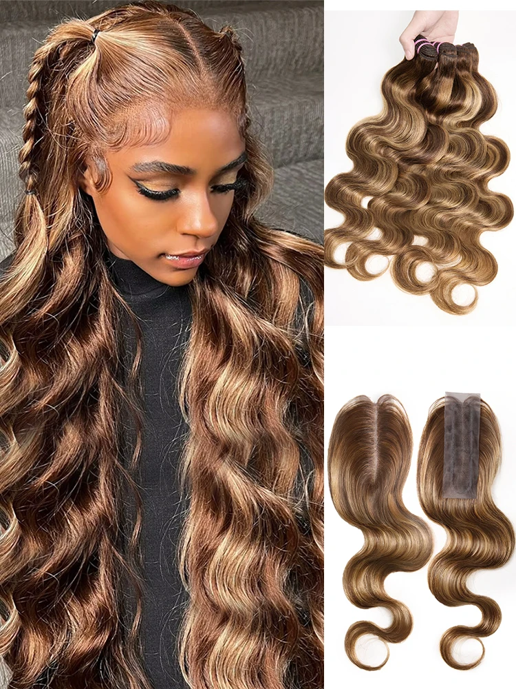 

Наборы волос CEXXY Sun-kissed Blonde Highlight: натуральные волосы для наращивания для женщин, омбре коричневый, волнистые, необработанные, для создания эффекта влажных и волнистых причесок