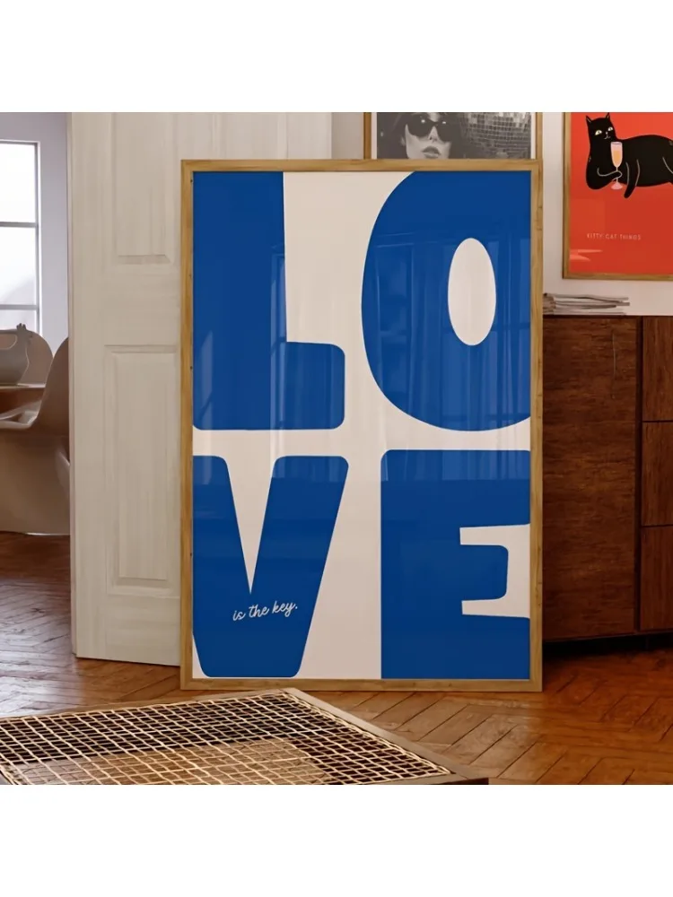 Chic bleu rouge amour impressions sur toile minimaliste saint valentin mur Art affiche pour salon moderne et décoration intérieure cadeau de noël