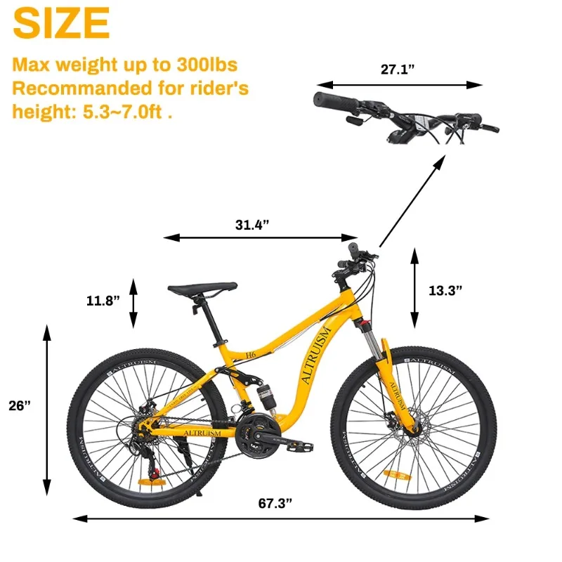 ALTRUISM H6 26 بوصة دراجة جبلية للسيدات – 21 سرعة إطار فولاذي معلق كامل MTB مع فرامل قرصية مزدوجة للبالغين #2