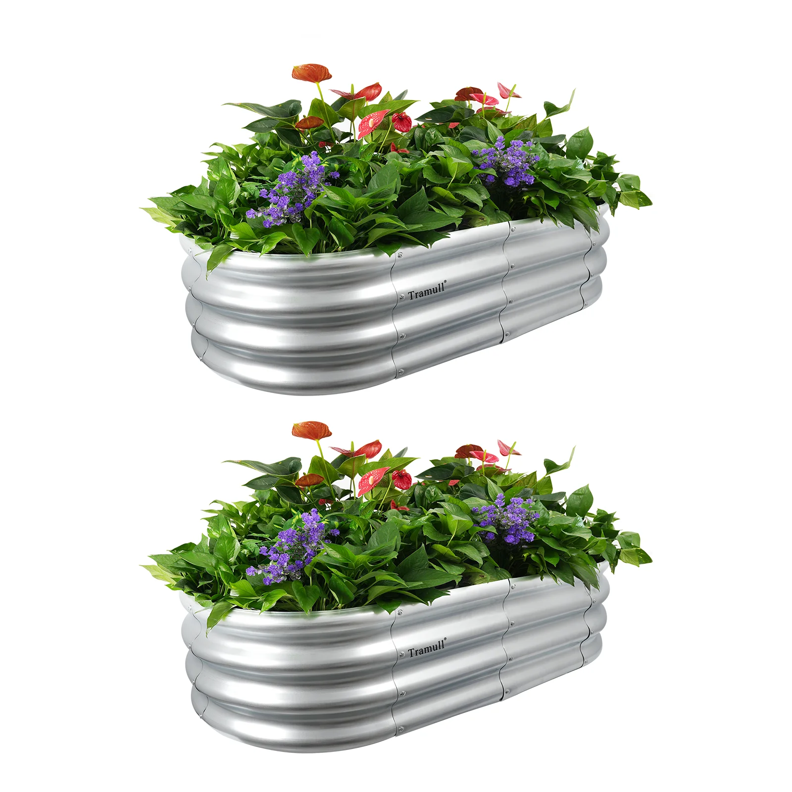 

2-Pack 4x2x1FT Galvanized Raised Garden Bed Kit Oval Metal Ground Planter Box Outdoor Bottomless Planter for Vegetables