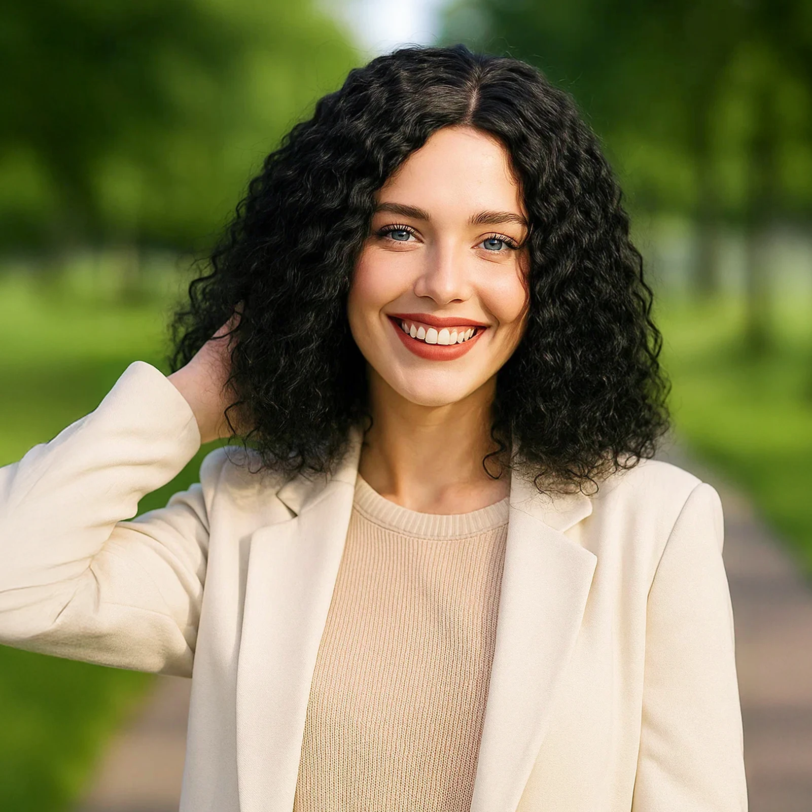Short Curly Wig Heat-Resistant Afro Kinky Hair for Party Cosplay Fluffy Synthetic Black Wigs Natural Look Breathable Cap