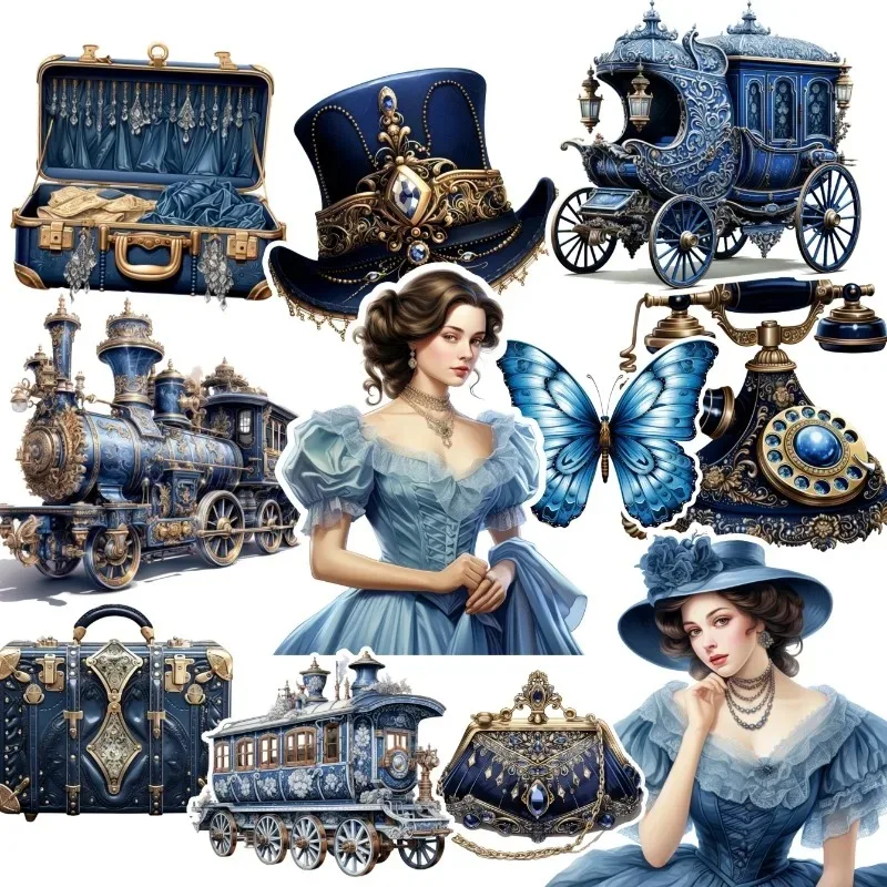 16pcs Cute Self-made Retro Victorian Steampunk Girl Stickers Scrapbooking Decorative DIY Craft Photo Albums Journaling