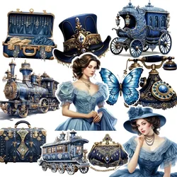 16pcs Cute Self-made Retro Victorian Steampunk Girl Stickers Scrapbooking decorative DIY Craft Photo Albums journaling