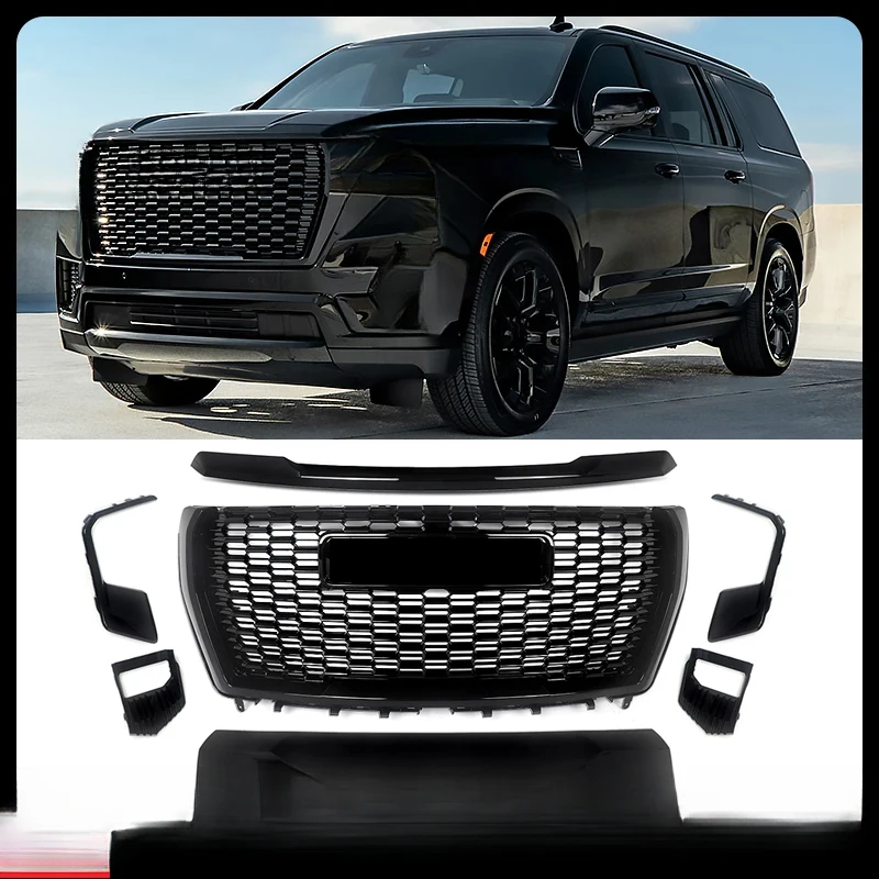 

Factory Hot Selling 7PCS Gloss Black Front Grille Assembly Set Bumper Trim Molding Auto Exterior Accessory