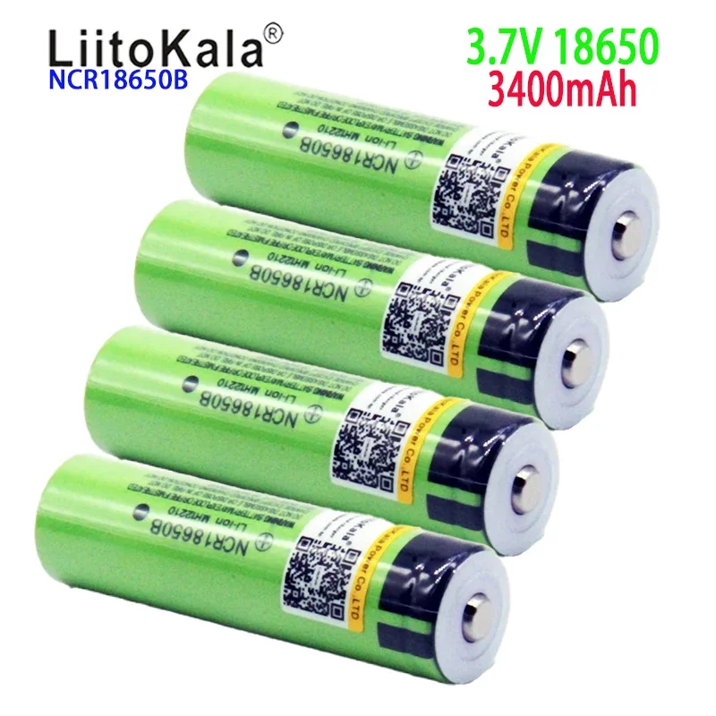 100% New Original liitokala NCR18650B 3.7 v 3400 mah 18650 Lithium Rechargeable Battery For Flashlight batteries (NO PCB)