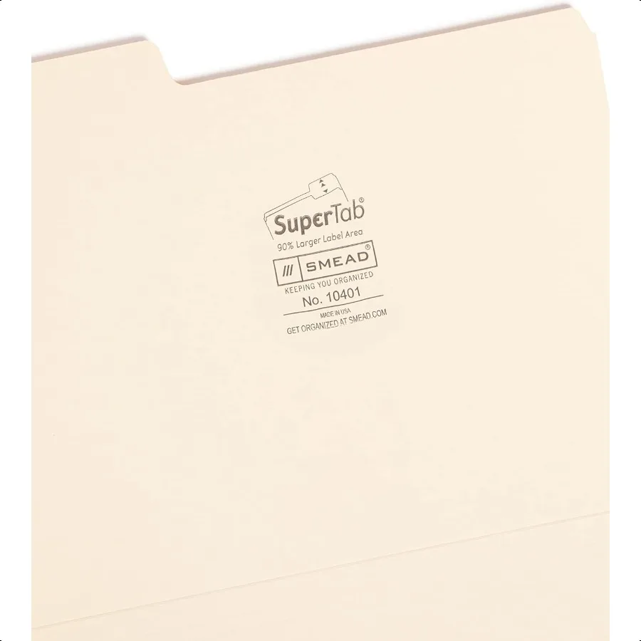 SuperTab Heavyweight File Folder Oversized 1 3Cut Tab Letter Size Manila 50 Per Box 10401