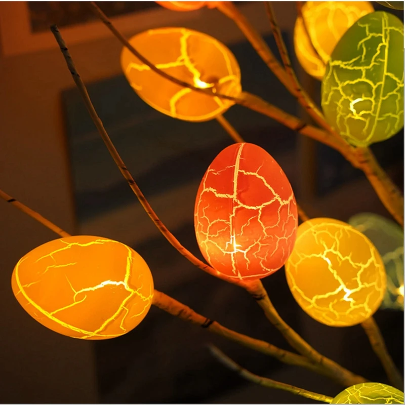 60cm Led Easter Egg Tree with Lights Easter Decorations Indoor for Home Plastic Glowing Easter Eggs Birthday Wedding Decor