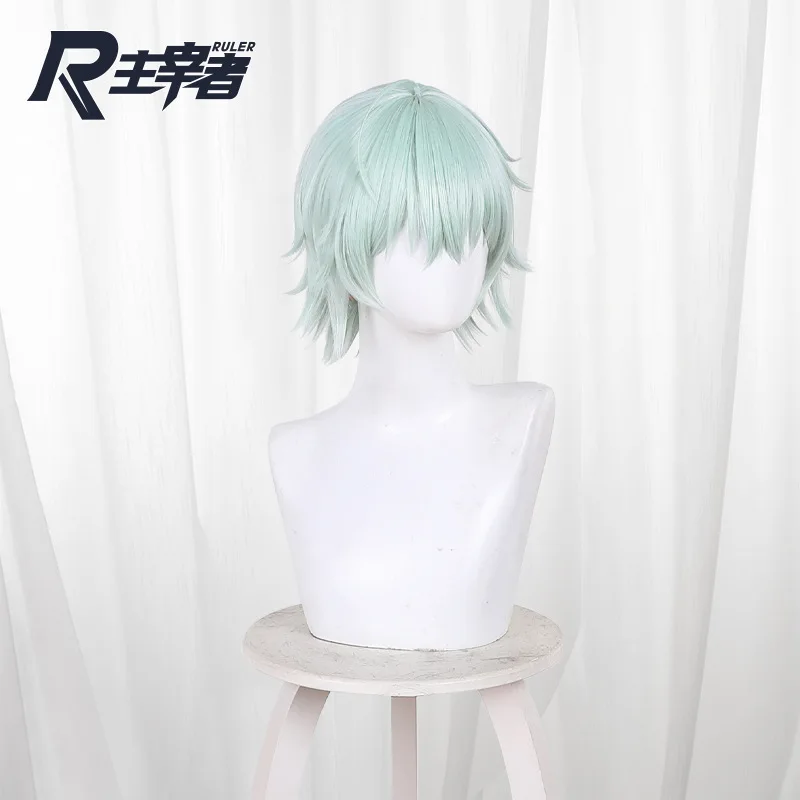 Genshin Impact Alyosha Cosplay Wig light Green Heat Resistant Synthetic Short Hair For Men Halloween Party Carnival Accessories