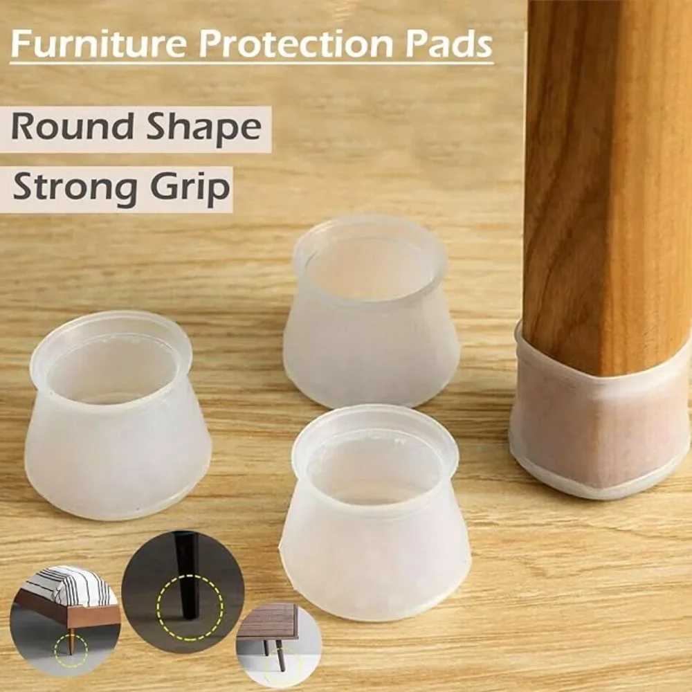 12/4pcs Silicon Chair Leg Floor Protectors Elastic No Scratches Anti-Slip Noise Reduce Bottom Thickened Pad for Furniture Part