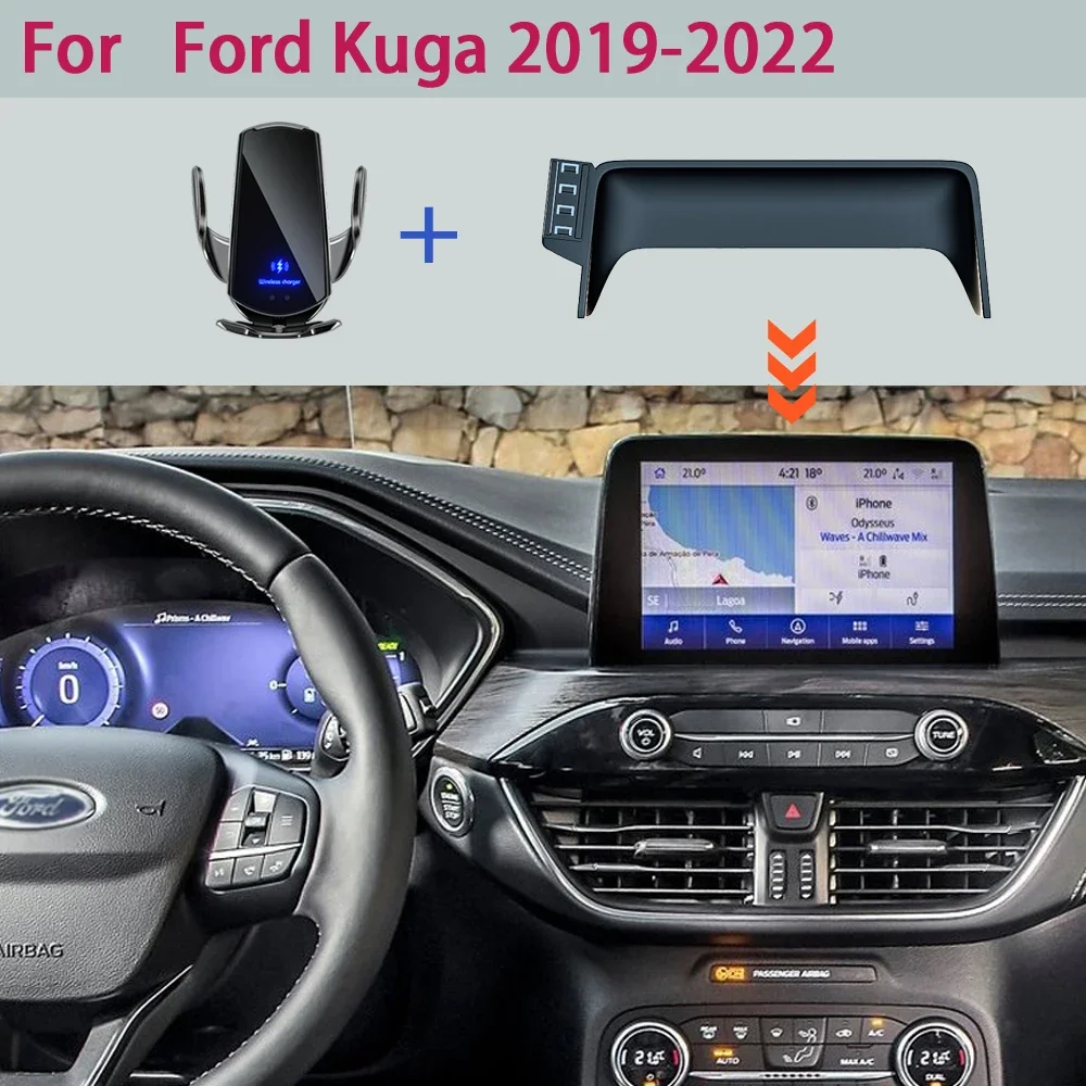 

For Ford Kuga MK3 ST-Line 2019 2020 2021 2022 Car Phone Holder Wireless Charging Stand Infotainment Screen Fixed Car Phone Mount