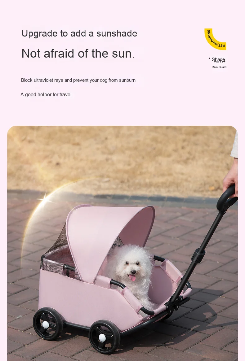 carrinho pet Luxury 4-Wheel Foldable Dog Cat Travel Stroller Foldable Lightweight Cross-Border Made From Mesh for Camping