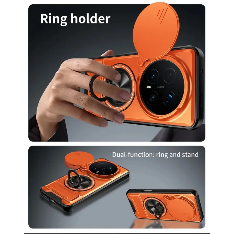 2in1 Ring Holder Magnetic Armor Case for Honor Magic 8 Pro 7 6 Lite X9d X9c X9b X8 X8c X7b X7c Slide Lens Protector Cover Funda view 3