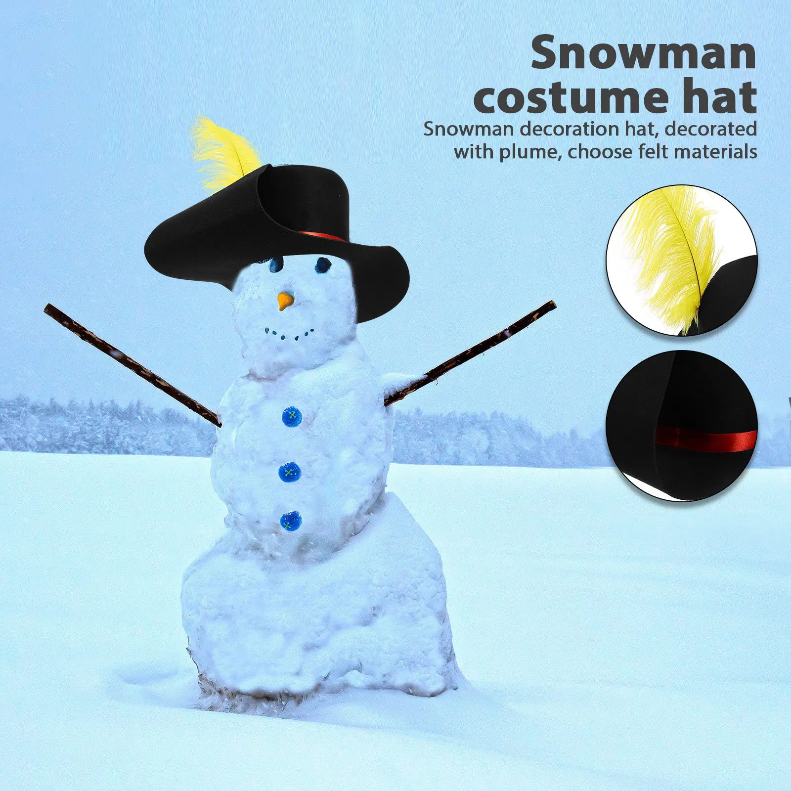 

Christmas Snowman Hat Felt Cap Plum Decorative Party Supply Reusable Costume Accessory for Kids Holiday Crafts