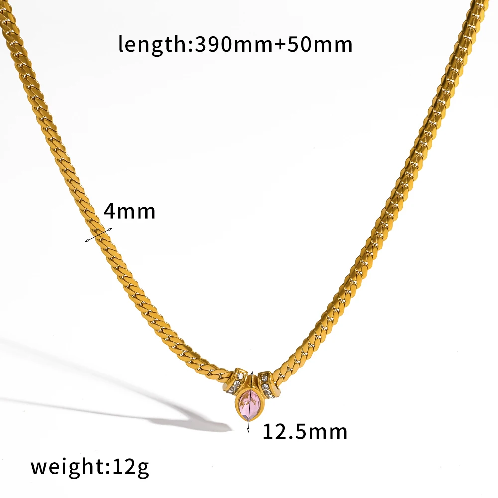 Exquisite glänzende Zirkonia-Anhänger-Halskette aus 316L Edelstahl, trendiger, wasserdichter Schmuck, hochwertige Halskette – Detail 7