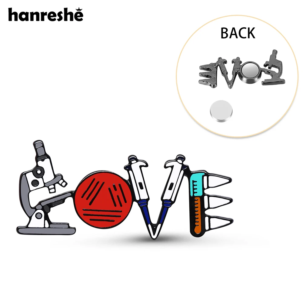 Hanreshe Science Enamel Magnet Brooch Microscope Lab Pin Magnetic Design Punch-Free Jewelry Lapel Badge for Scientist