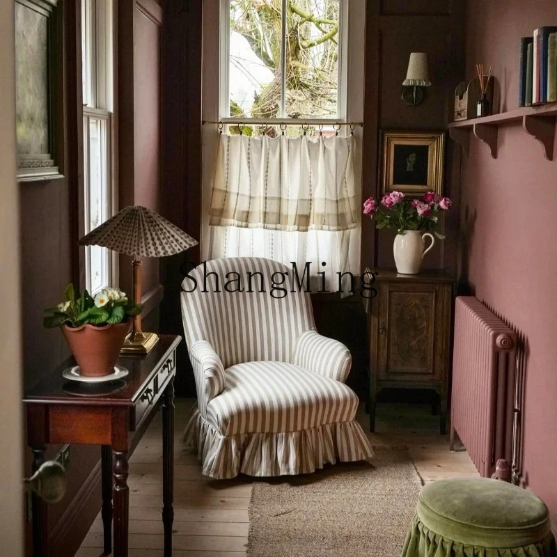 

FG retro single sofa living room small apartment medieval style negotiation chair living room pastoral leisure chair