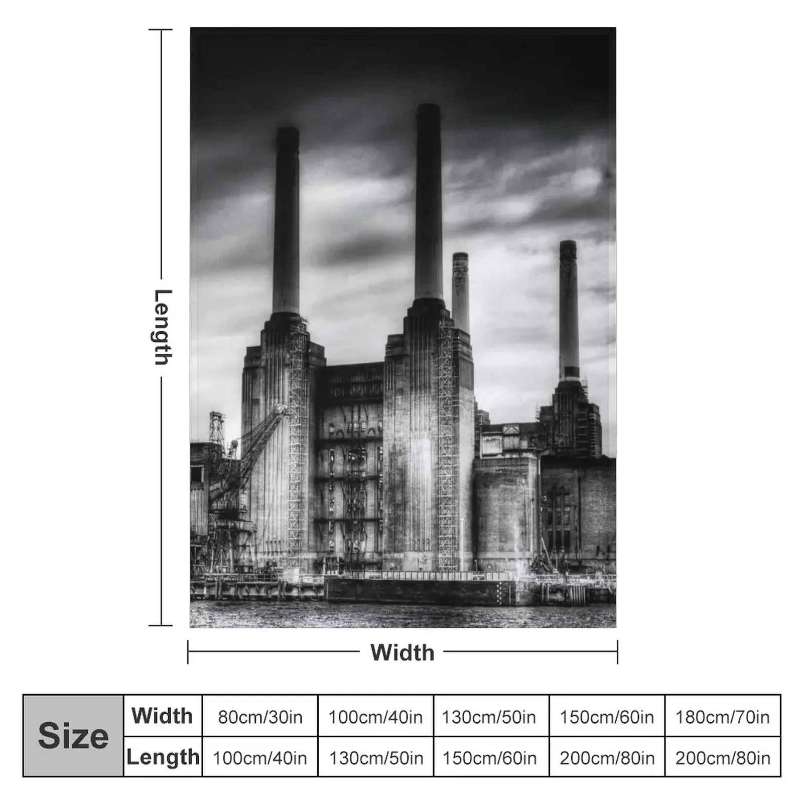 Battersea Power Station London Throw Blanket couch cozy soft plush fuzzy picnic outdoor blanket