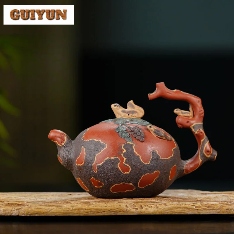 

425ml Traditional Yixing Purple Clay Teapots Master Handmade Squirrel Dragon Egg Pot Raw Ore Red Mud Kettle Zisha Tea Set Craft