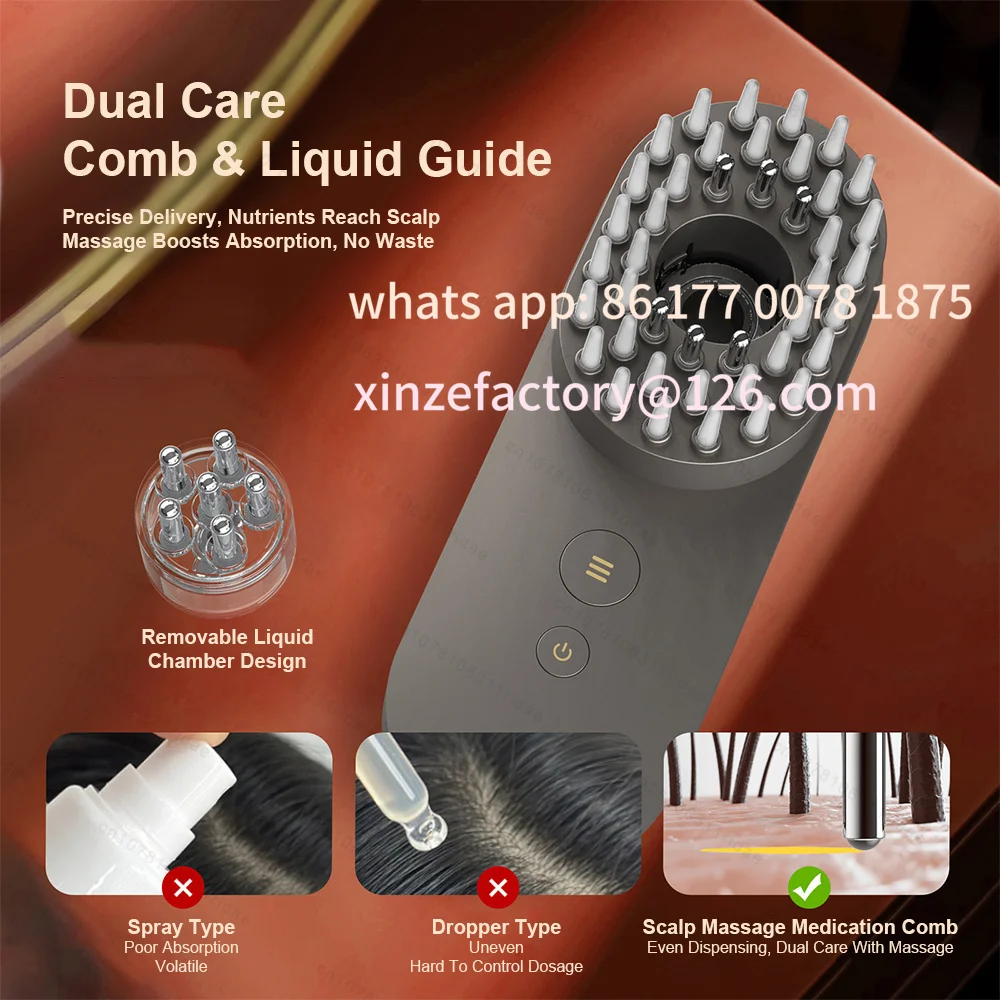 

Customizable 3-Colors Light Scalp Massage Comb Anti Hair Loss EMS Pulse Vibration Massage Brush Essence Liquid Medicine