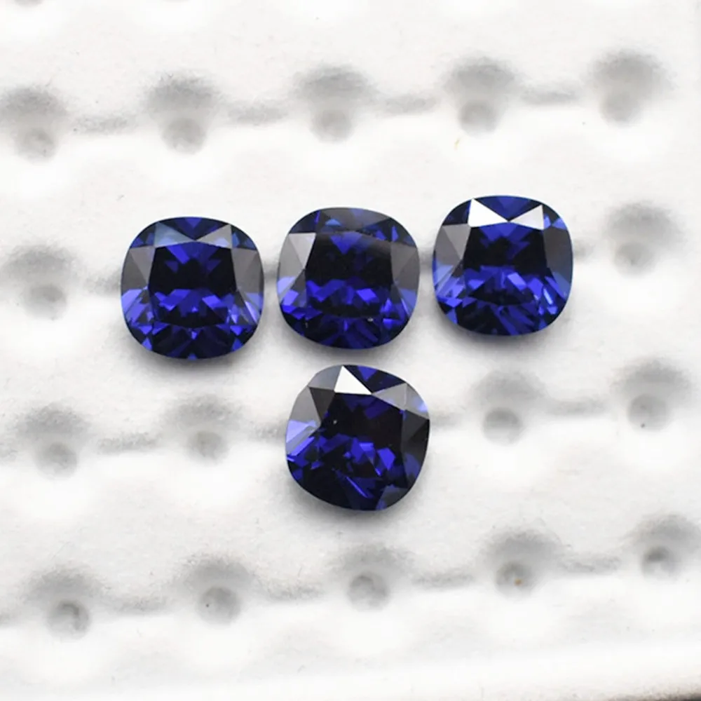 Synthetic Blue Tanzanite Loose Gemstone Cushion Square Cut DIY Jewelry Making Multiple Sizes Available