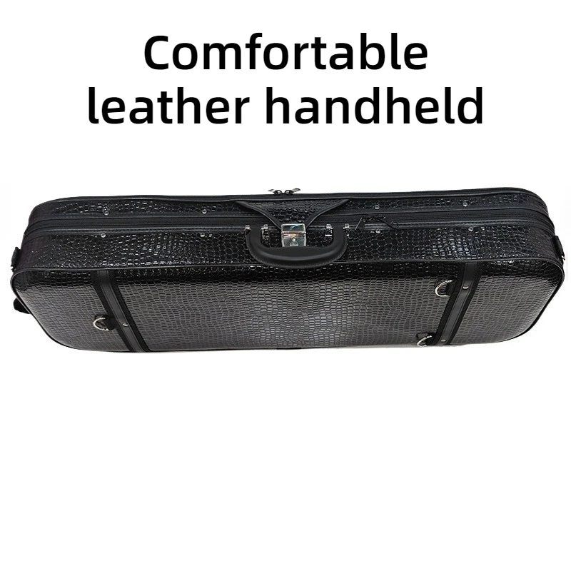 Faux Leather Square Violin Case Portable Shoulders Thickened Waterproof Shockproof Violin Box Musical Instrument Accessories