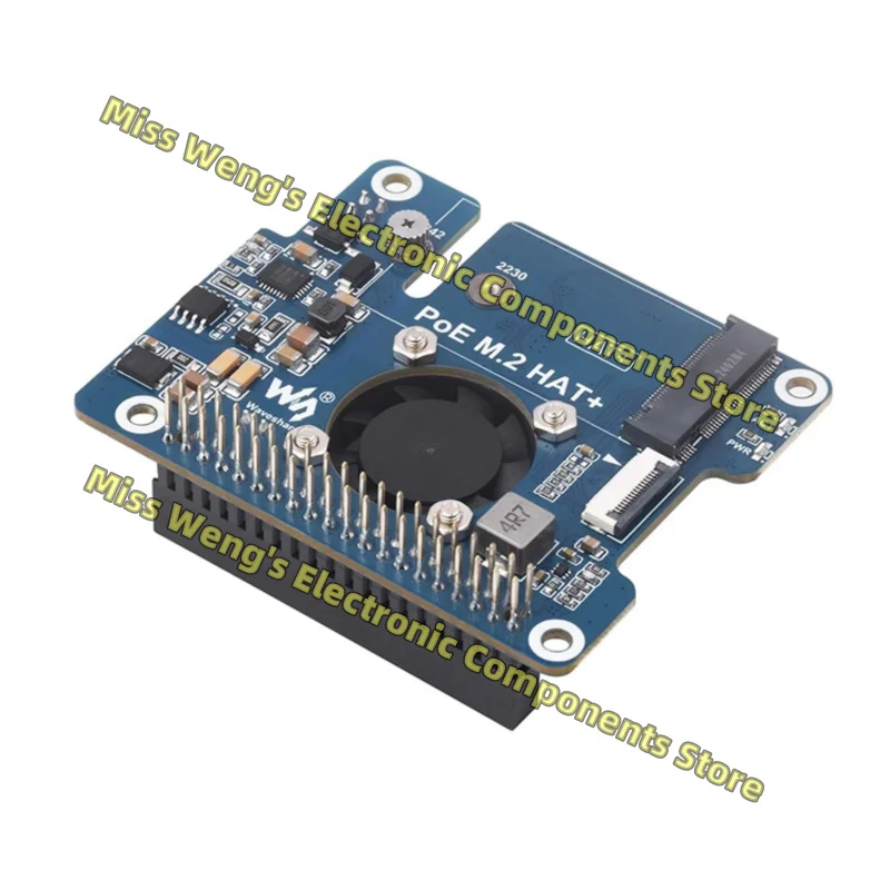 PCIe to M.2 interface NVMe protocol PoE Ethernet expansion board HAT+cooling fan PoE M.2 HAT+
