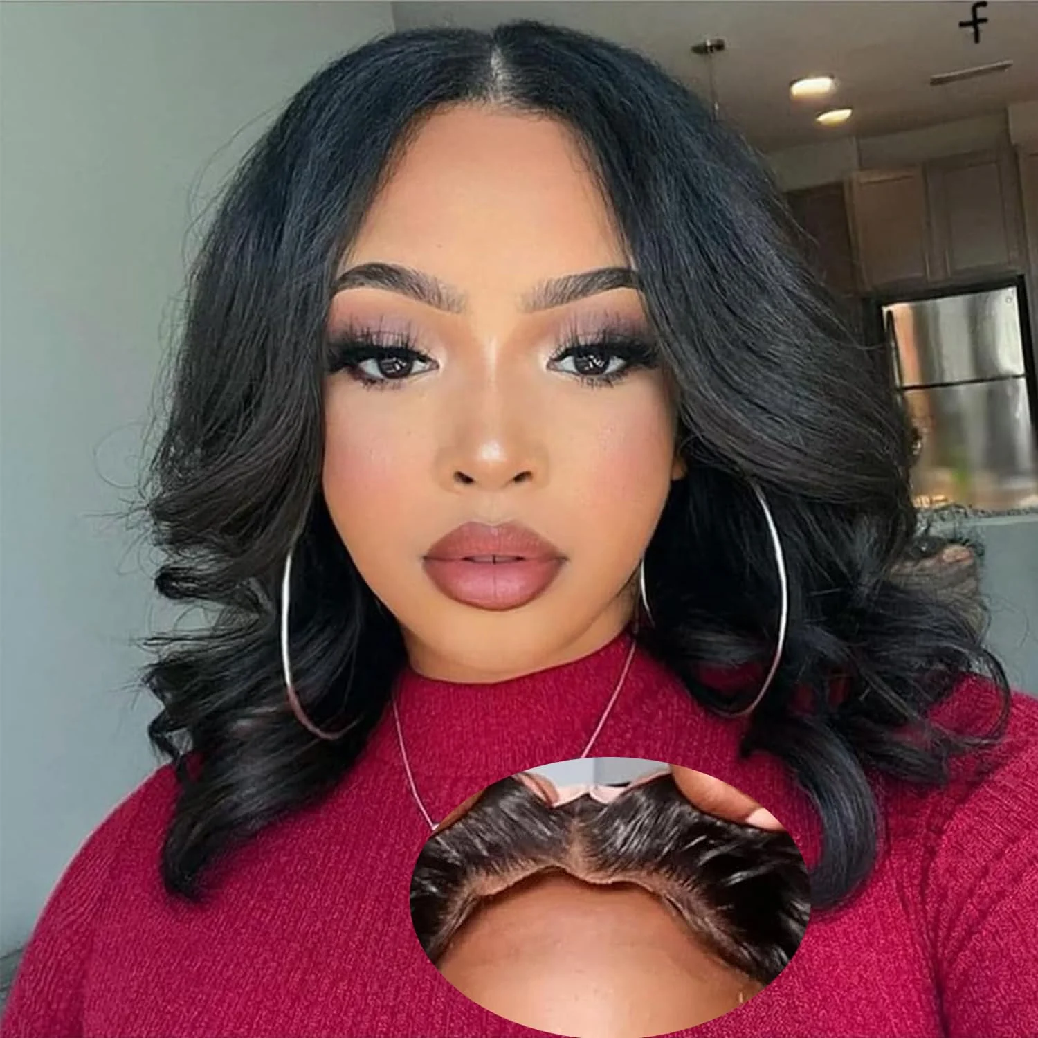 Glueless Short Body Wave Bob Human Hair Wigs for Women Put On and Go 4x4 Lace Wig Brazilian Hair Natural Color Wavy Bob Wigs