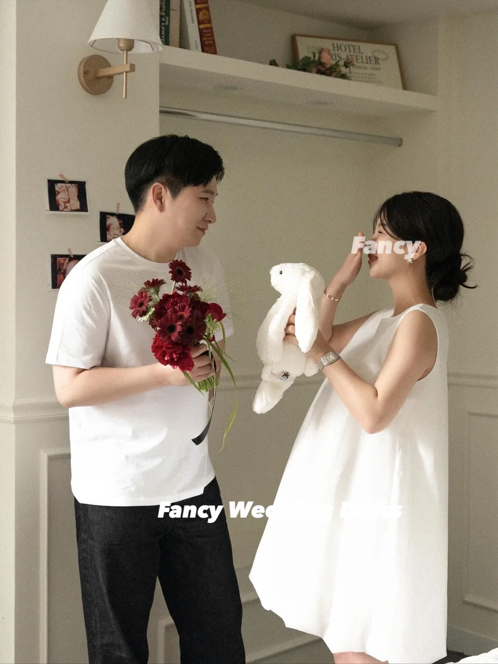 Fancy Simple O Neck Mini Korea Wedding Dress A Line Taffeta Bridal Gown Back Zip Customized