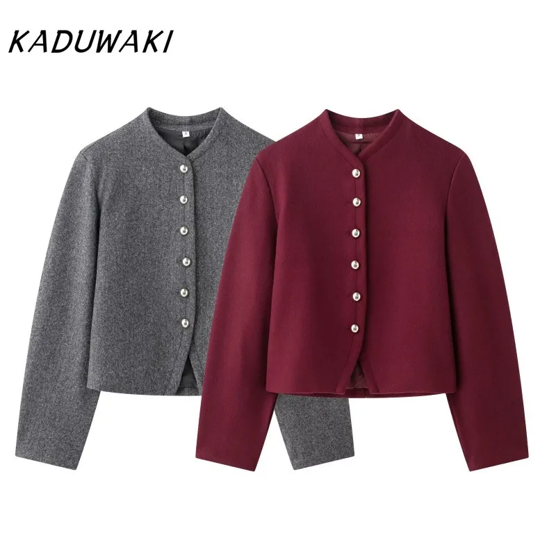 

KADUWAKI Autumn Women's Simple Single Breasted Solid Color Sweaters Cardigan Winter New Long Sleeve Round Neck Flat Needle Coat