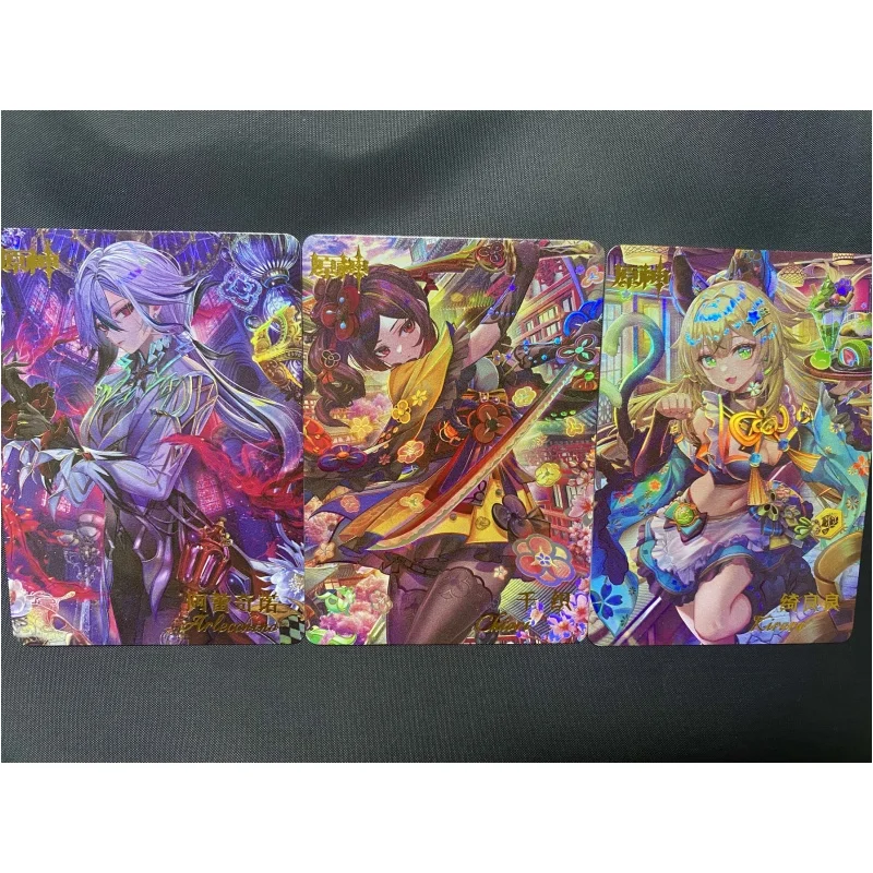 18Pcs/Set ACG Cards Genshin Impact Furina Shenhe Hu Tao Ganyu Anime Game Characters Collection DIY Color Flash Cards Toys Gifts