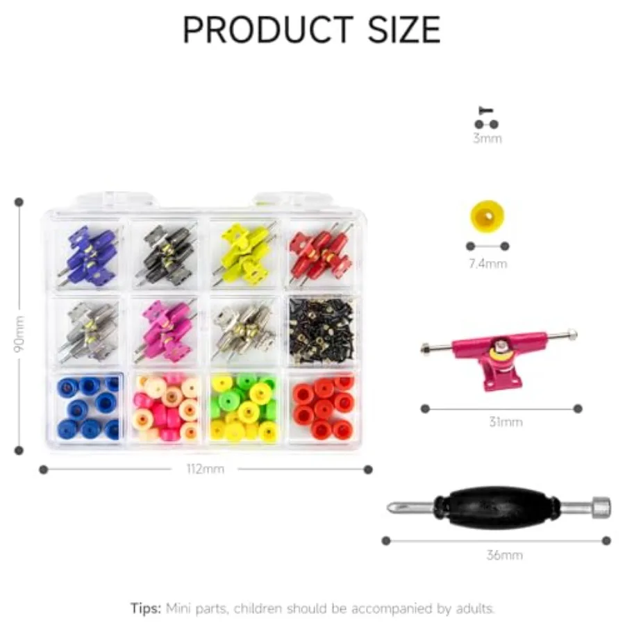 14Pcs 48Pcs Wheels 60Pcs Screws 30PCS Nuts 4PCS Spanner Tool for 96mm Fingerboard Skateboard Wooden Deck Parts