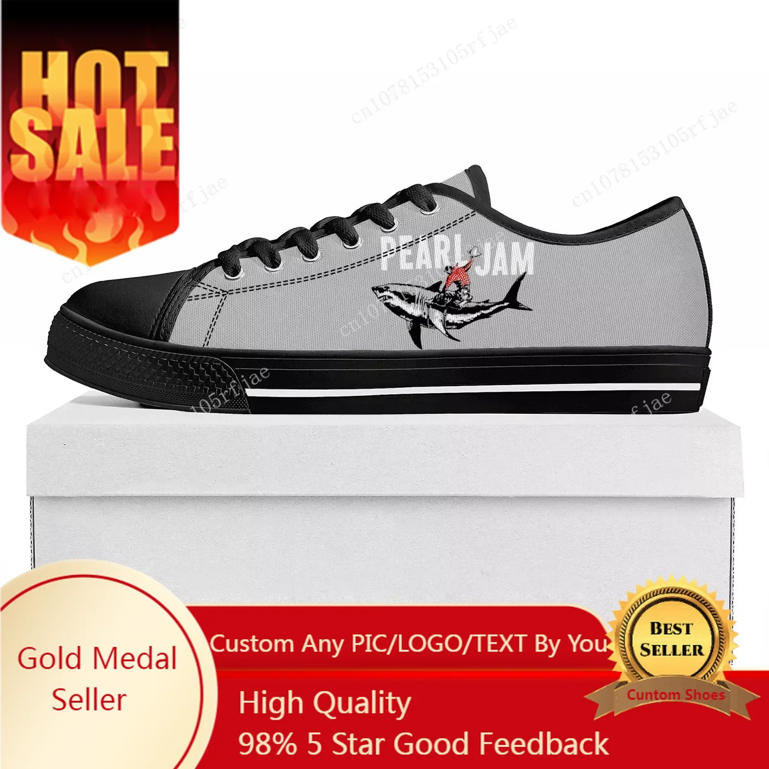

Pearl Jam Low Top Sneakers Rock Band Mens Womens Teenager Canvas Sneaker Casual Shoes Custom Made Couple Shoe Grey