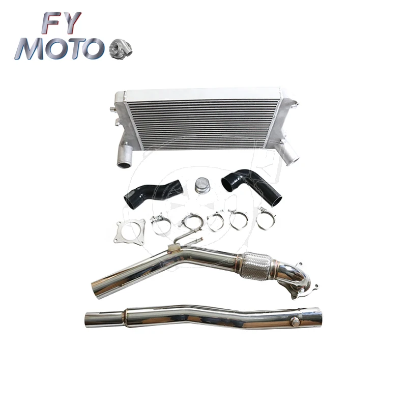 Bar&plate Intercooler Kit + Exhaust Downpipe for GTI 2.0 FSI TSI MK5 MK6 A3