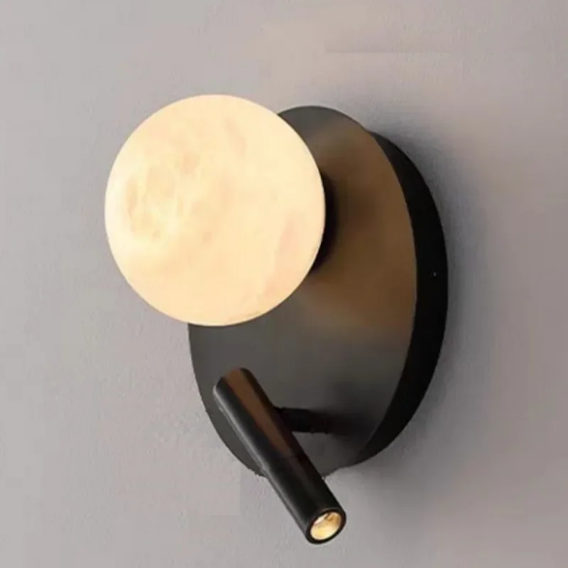 Simples todo o cobre mármore lâmpada de parede escada quarto cama cabeça corredor fundo parede pode girar leitura led lua lâmpada parede