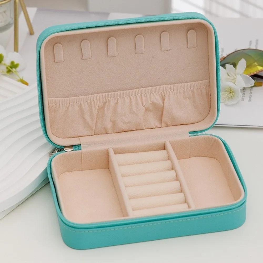 

Портативная шкатулка для драгоценностей из искусственной кожи, держатель для колец, витрина для ювелирных изделий, коробка для хранения на молнии, дорожная шкатулка для драгоценностей, кольцо